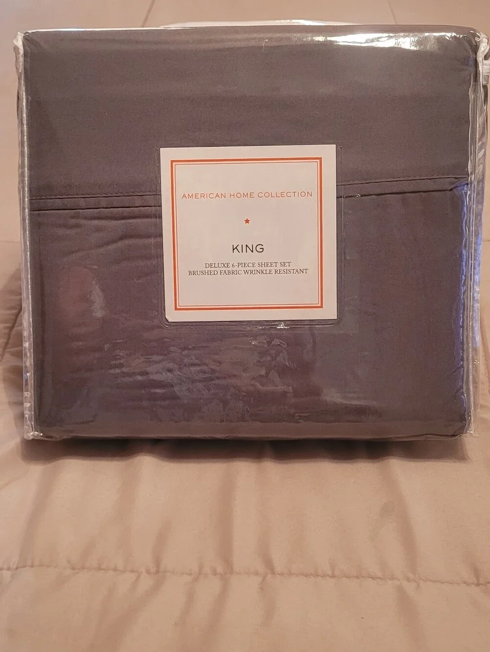 American Home Collection - Gray Geometric Deep Pocket King Sheet Set of 6